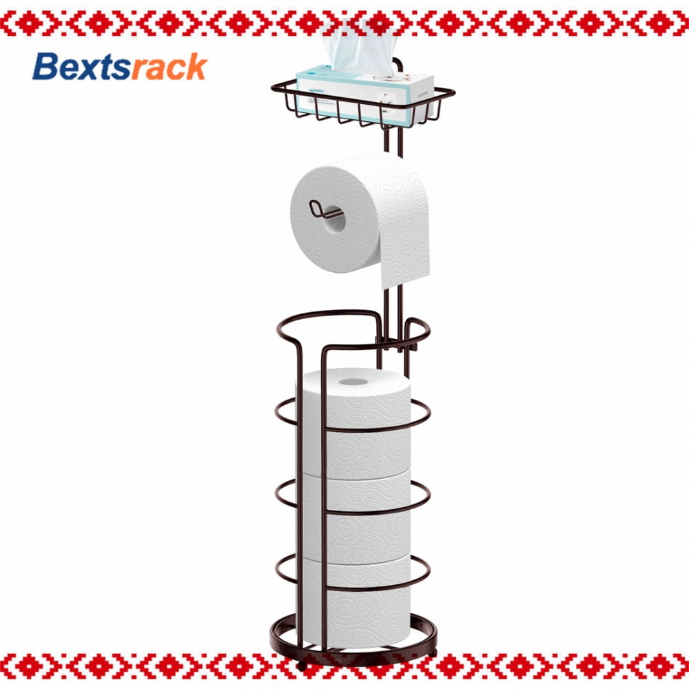 Bronze Freestanding Toilet Paper Holder with Storage Shelf