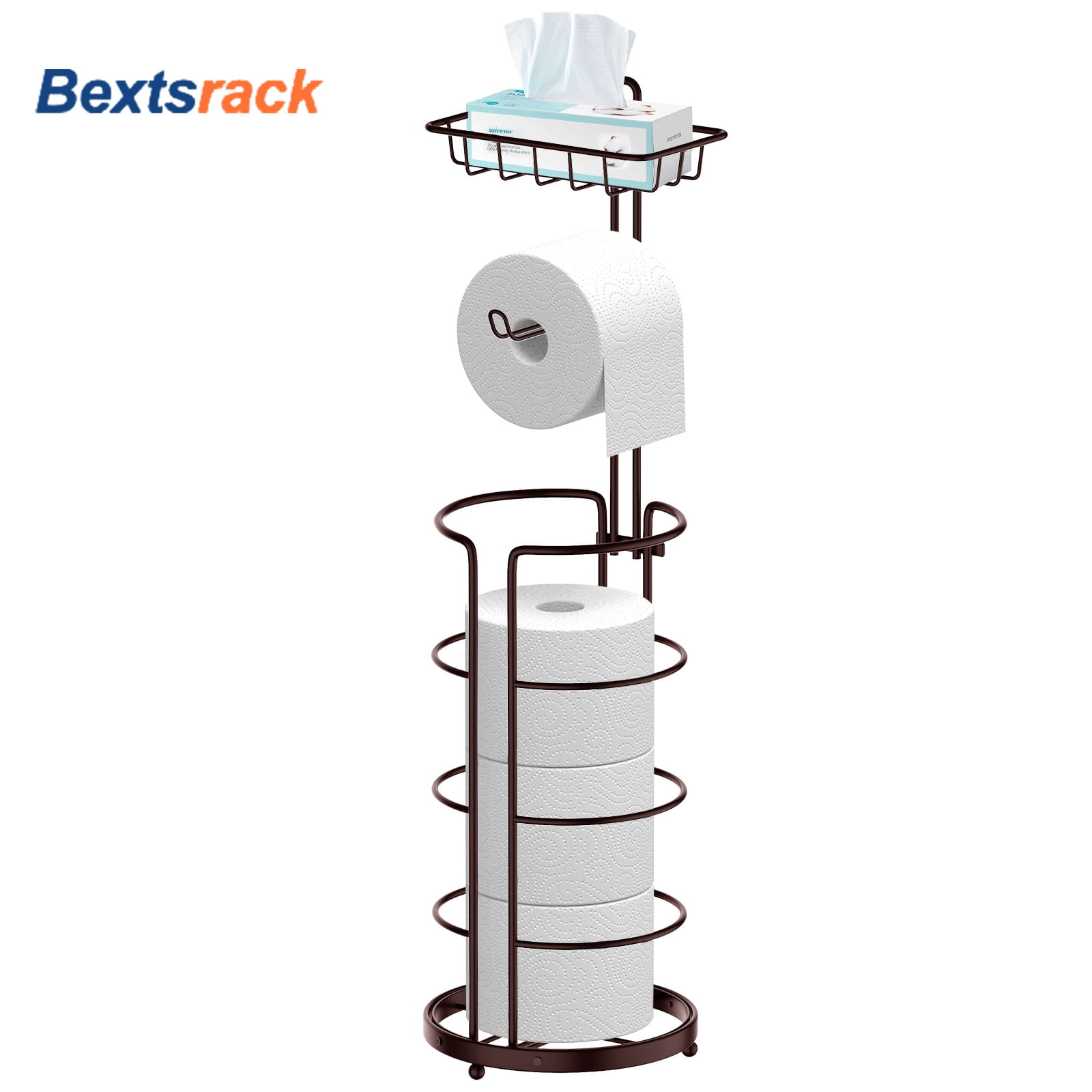 Bronze Freestanding Toilet Paper Holder with Storage Shelf
