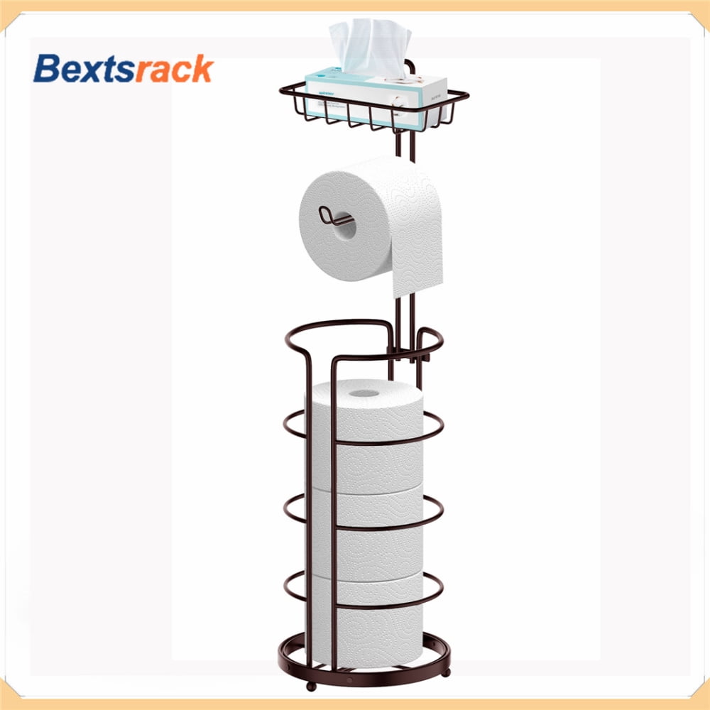 Bronze Freestanding Toilet Paper Holder with Storage Shelf