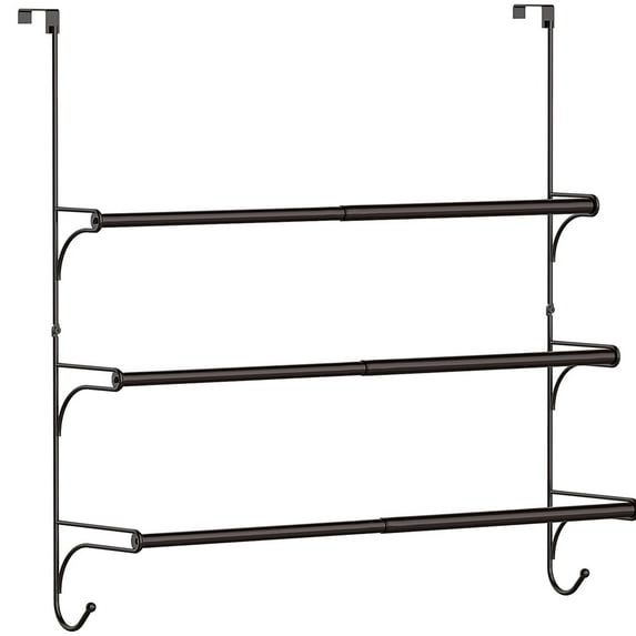 Bextsrack Towel Rack, 3 Tier Over the Door Towel Rack with Hooks Towel Drying Racks for Bathroom Hoom Decor, Bronze Halloween Home Decorations
