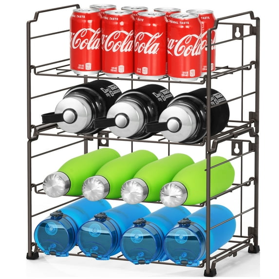 Bextsrack Water Bottle Organizer Adjustable 2 Pack Stackable Water Bottle Holder Rack, Bronze
