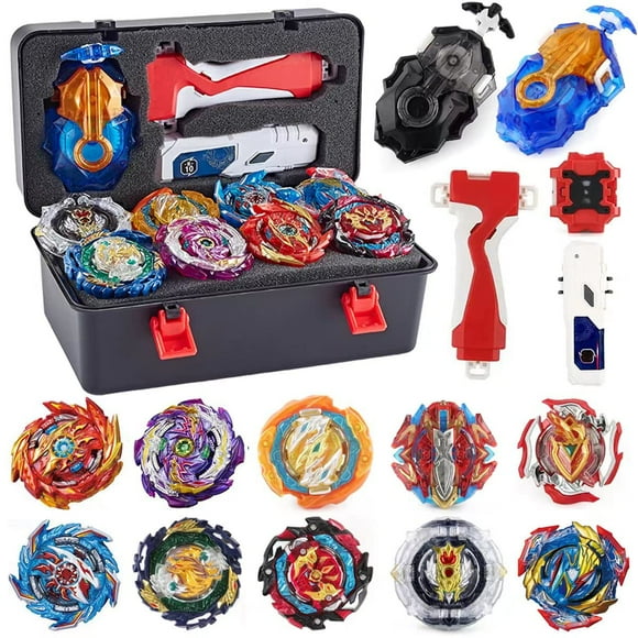 Bey Battle Burst Gyro Blade Toy Set Great Present for Kids Children Boys Ages 6 8 10 12+ Metal Fusion Attack Top Battling Game 10 Spinning Tops 2 Two-Way Launcher 2 Handles C80