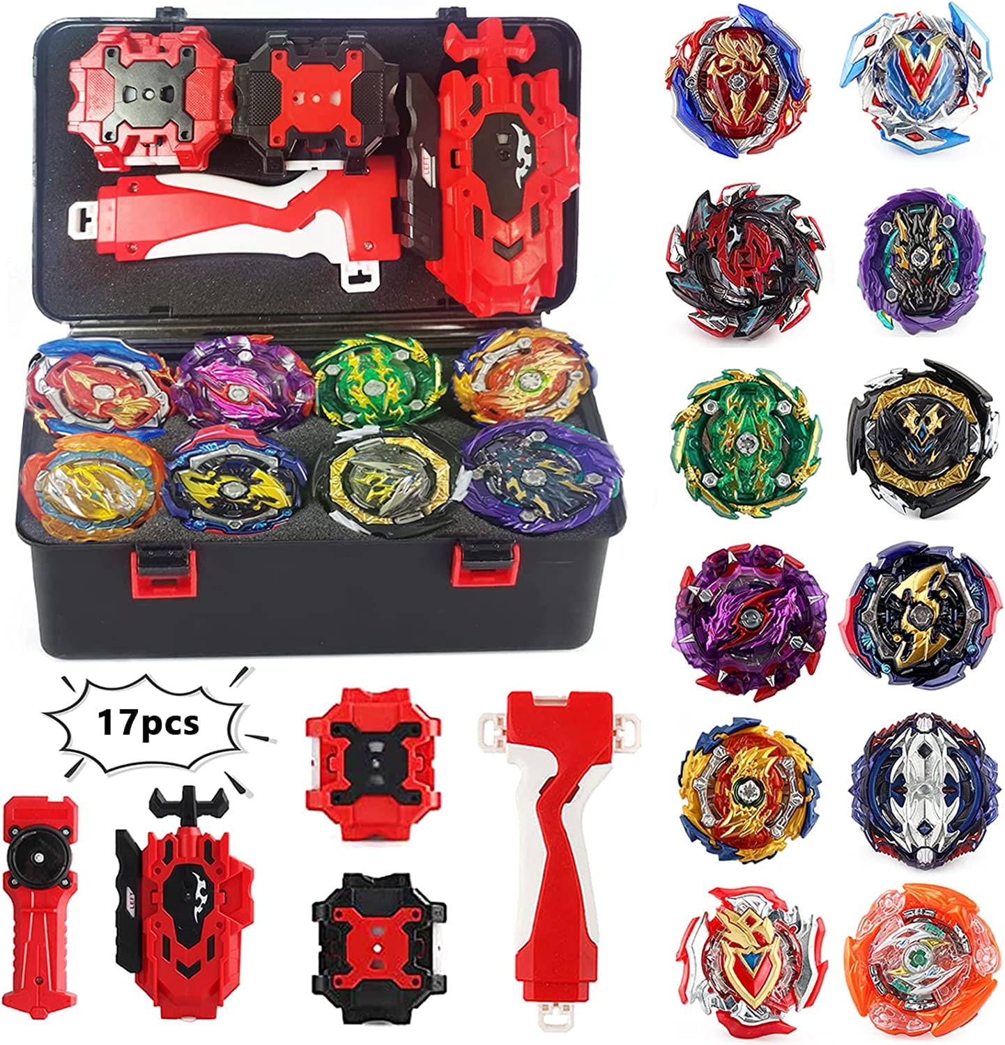 Bey Battling Top Burst Gyro Toy Set 12 Spinning Tops 4 Launchers Combat Game 17-Pack