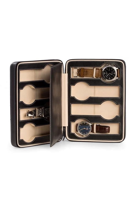 8-Watch Storage | Travel Case | Black Leather | BB592BLK