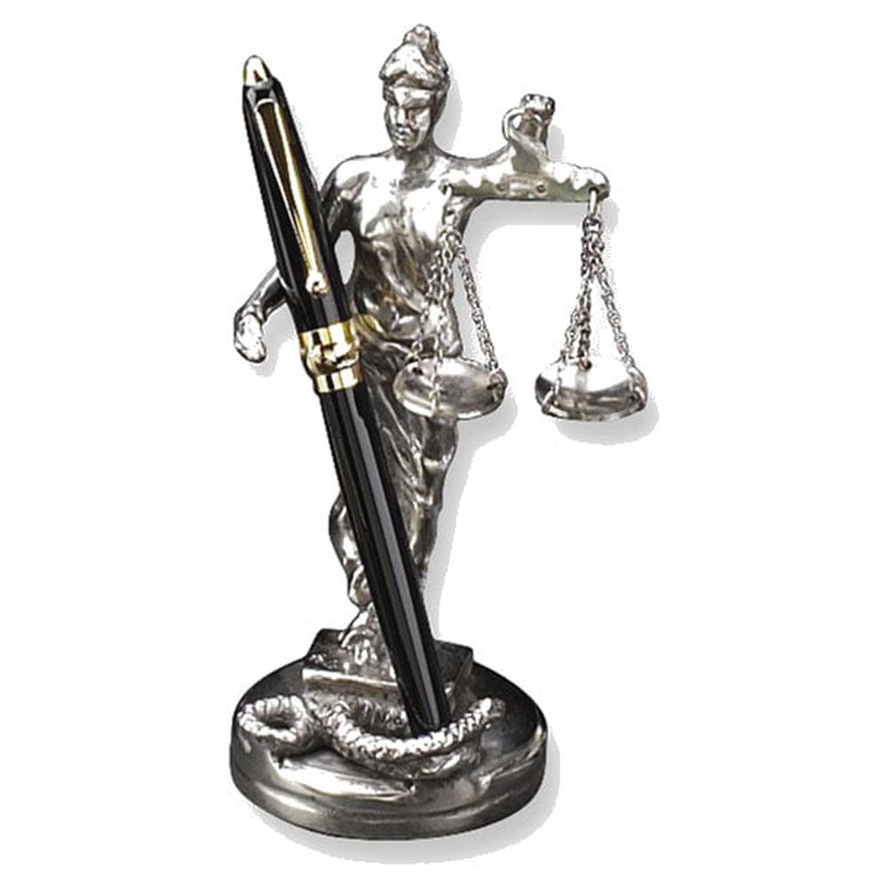 Bey Berk Antique Silver Plated Lady Justice Pen Holder