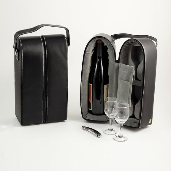 Bey-Berk BS928 Leather Wine Caddy Black