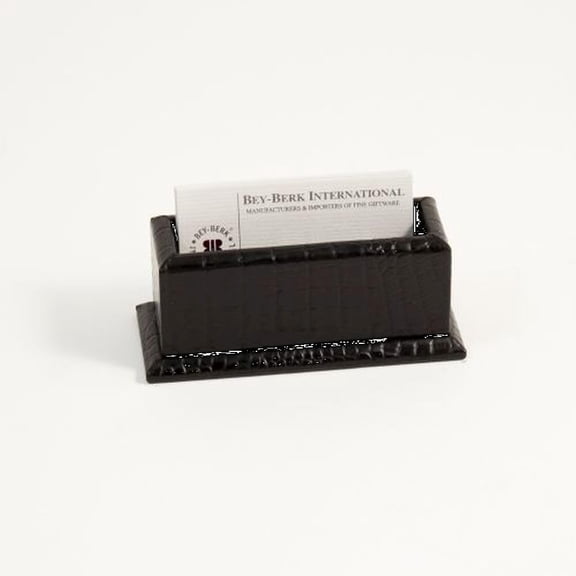 Business Card Holder, Black "Croco" Leather, D1514