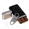 thumbnail image 1 of Bey Berk Black Leather 3 Cigar Case With Cigar Cutter, 1 of 1