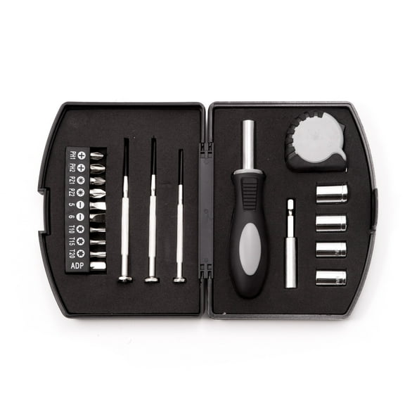 Bey-Berk International BB404 20 Piece Tool Set in ABS Plastic Case, Black & Silver