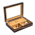 thumbnail image 1 of Bey-Berk International BB665EBN Lacquered Burl Wood Valet Box with Glass Top, Ebony, 1 of 2