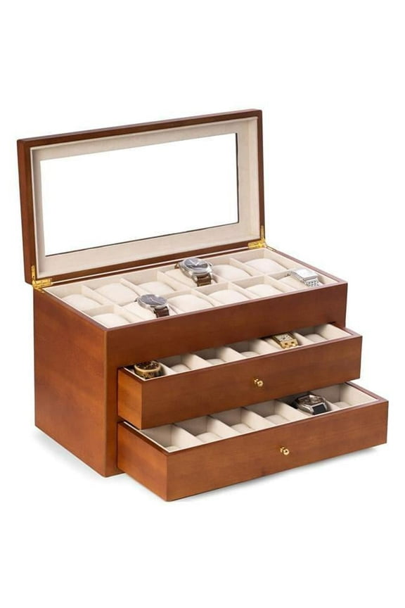 International BB686BRW Cherry Wood 36 Watch Box - Brown
