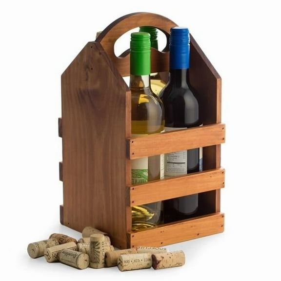 Bey Berk Brown Four Beer Bottle Caddy with Handle