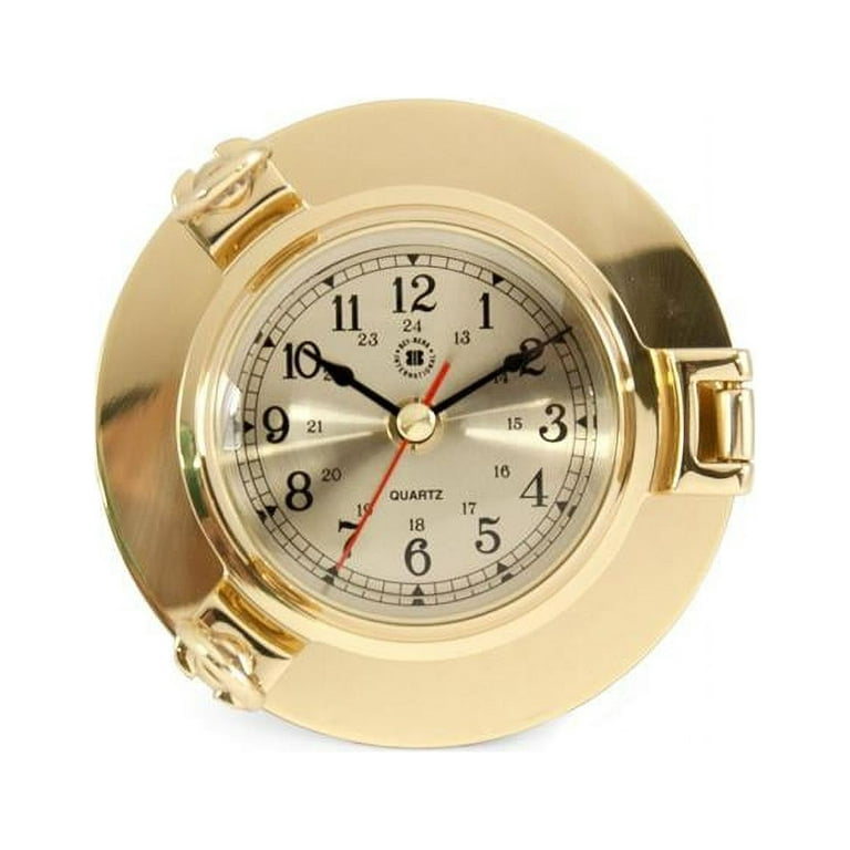 Bey-Berk International Brass Porthole Nautical Clock - Tarnish