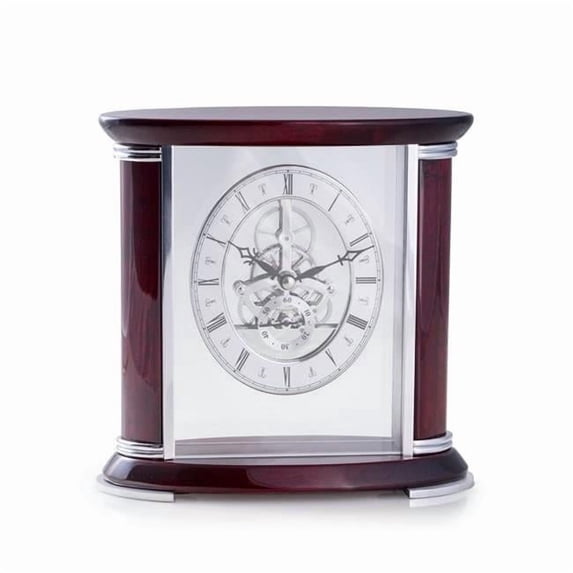 Bey-Berk International CM686 Luxemburg Rosewood Skeleton Clock