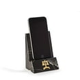 thumbnail image 1 of Bey-Berk International D028L Black Zebra Marble Desktop Phone & Tablet Cradle with a Pass-Thru Hole for Charging Cable, Black, 1 of 2