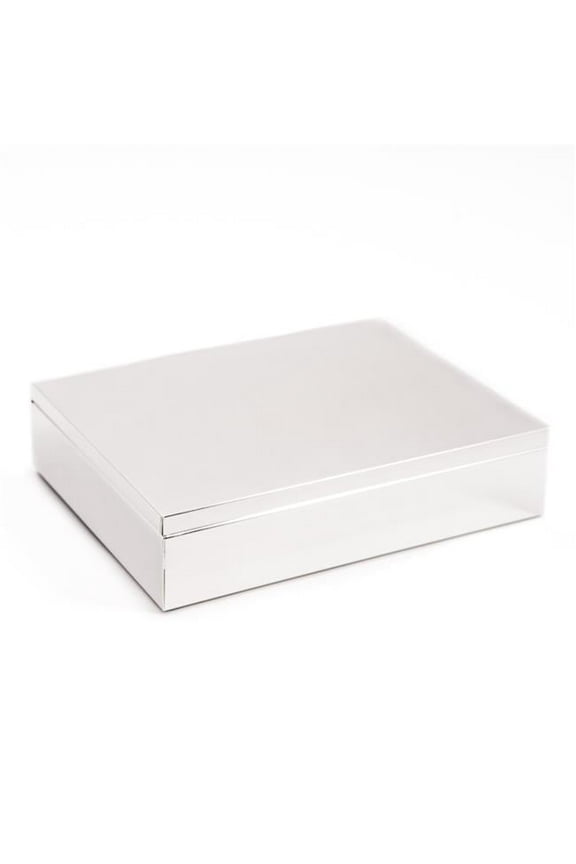 International D523 6 x 7.75 in. Silver Plated Rectangular Hinged Box with Black Velvet Lining
