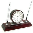 thumbnail image 1 of Bey-Berk International  Dresden Lacquered Quartz Desk Clock with Chrome & Stainless Steel Accents, 2 Pens - Rosewood & Chrome, 1 of 1