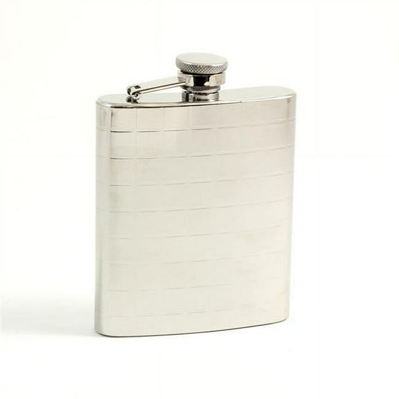 Bey-Berk International FS107C 7 oz Stainless Steel Mirror Finish Checker Design Flask - Silver