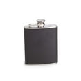 thumbnail image 1 of Bey-Berk International FS116 6 oz Stainless Steel Leather Flask with Captive Cap & Durable Rubber Seal - Black & Silver, 1 of 2