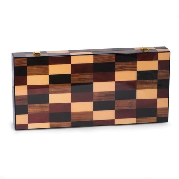 Bey-Berk International G558M 18 in. Art Deco Design Backgammon Set, Black, Tan & Brown