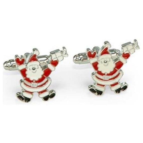 Bey-Berk International J275 Rhodium Plated Santa Claus Cufflinks - Multi Color