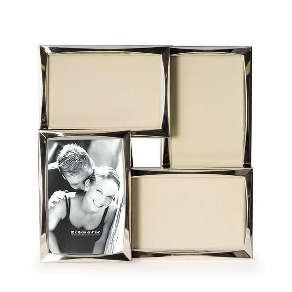 Bey-Berk International SF113-14 Silver Tone 4 Collage 4 x 6 in. Picture Frame with Easel Back