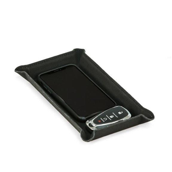Bey-Berk International UC101B Black Leatherette Rectangular Valet Tray