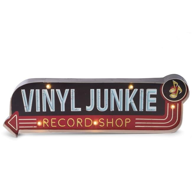 Bey-Berk International  Vinyl Junkie LED Lighted Metal Sign - Multi Color