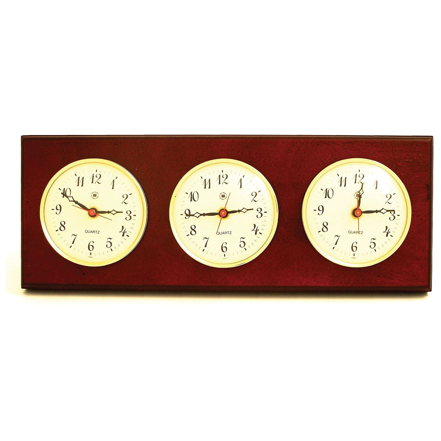 Bey-Berk Luxemburg Quartz Clock - Lacquered Rosewood With Stainless Steel, Skeleton Movement, Brown Finish