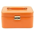 thumbnail image 1 of Bey-Berk Jewelry Box Case w/ Handle | Orange Lizard Debossed Leather | BB534ORG, 1 of 2