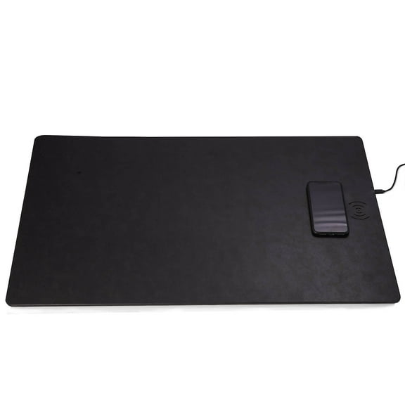 Bey-Berk Leather Wireless Charging Desk Pad 18" x 28" Black (D400)