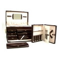 thumbnail image 1 of Bey-Berk Multi Storage Jewelry Box Chest | Mirror | Brown Croco Leather | BB581BRW, 1 of 2