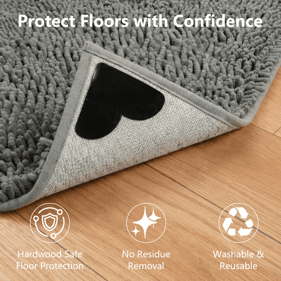 Beyamis 16 Pack Carpet Stickers for Area Rugs ,Rug Corner to Hold Rug Down Grippers for Hardwood Floors, Anti Curling Rug Stickers No Damage Carpet Gripper for Area Rugs Wood Floors (Black)