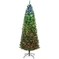 thumbnail image 1 of Beyamis 7Ft Slim Hinged Artificial Fir Christmas Tree - Colorful DIY Synchronized Lights with Remote & Daily Timer, Space-Saving Xmas Tree for Home Bedroom Office Holiday Decoration, 1 of 8