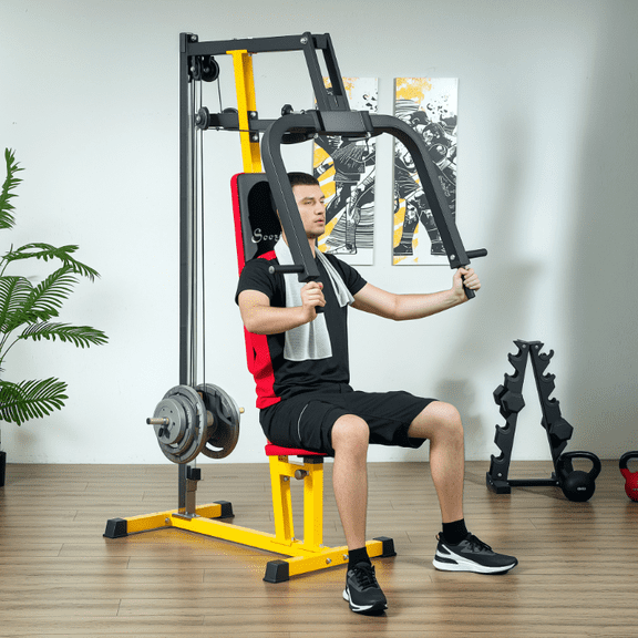 Beyamis Chest Exercise Equipment Chest Fly & Press Machine - Back/Pectoral/Rear Deltoid/Shoulder Training, Adjustable Resistance Home Gym Fitness Gear, Yellow