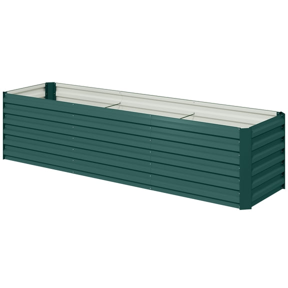 Beyamis Raised Garden Bed Kit Spring, Galvanized Metal Planter Box with Safety Edging for Flowers, Herbs and Vegetables, Green, 8x2x2ft