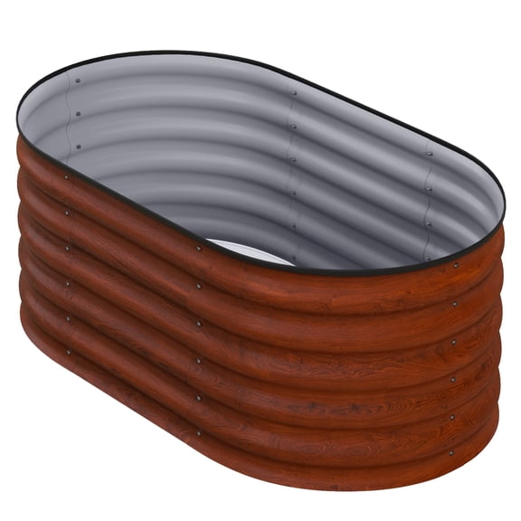 Beyamis Raised Garden Bed Kit for Spring, 3.4' x 2' x 1.4' Metal Planter Box with Safety Edging, Brown