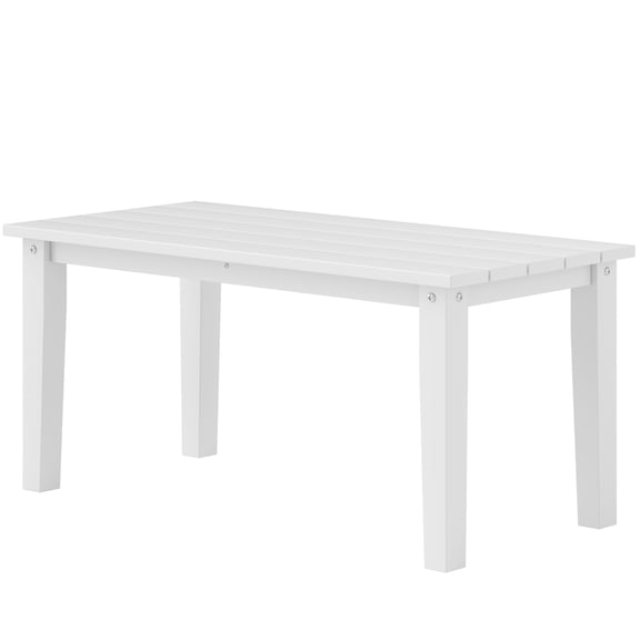 Beyamis Rectangle Outdoor Coffee Table (High Density Polyethylene), HDPE All-Weather Patio Table with Durable Slatted Top for Yard/Balcony, Easy Clean, White