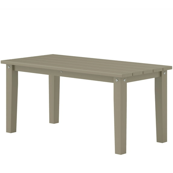 Beyamis Rectangle Outdoor Coffee Table (High Density Polyethylene), HDPE All-Weather Patio Table with Durable Slatted Top for Yard/Balcony, Rust-Resistant, Brown