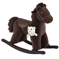 Beyamis Rocking Horse for Kids - Plush Ride-On with Bear Toy, Children Chair with Soft Plush & Realistic Fun Sounds, Brown