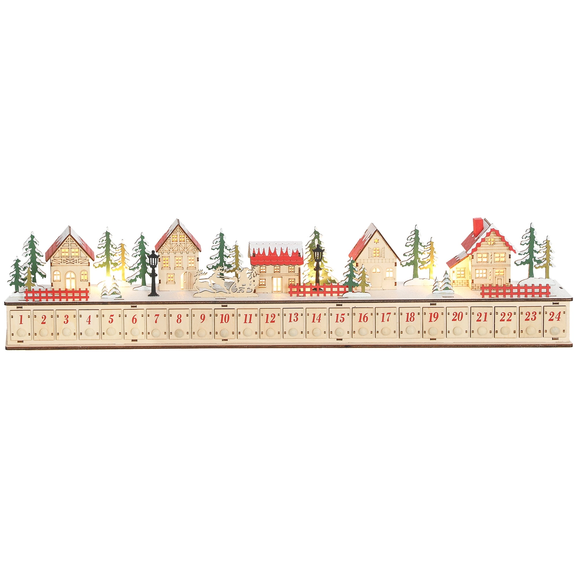 Beyamis Wood-Effect Christmas Advent Calendar with 24 Countdown Drawers ...