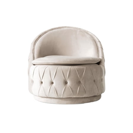 Beyan Signature Bursa 34" Velvet Accent Chair in Cream Finish