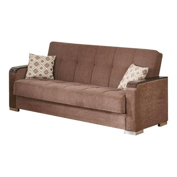Beyan Signature Frankfurt 89" Chenille Convertible Sleeper Sofa in Brown