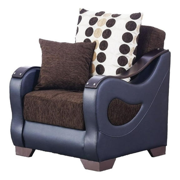 Beyan Signature Illinois 34" Chenille Convertible Sleeper Chair in Brown/Gray