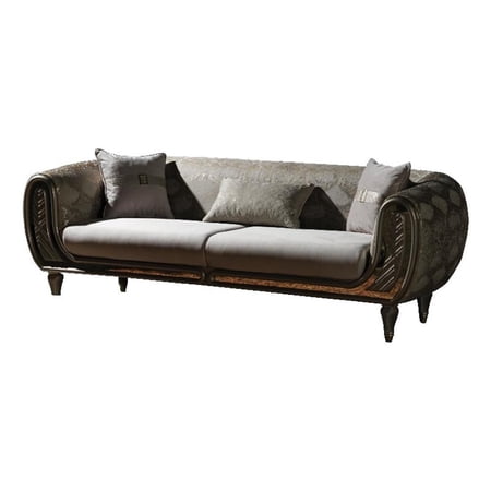 Beyan Signature Lima 91" Velvet Upholstered Sofa in Cream/Gold