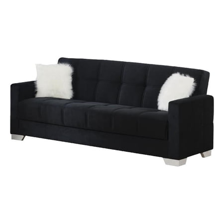 Beyan Signature Ontario 90" Microfiber Convertible Sleeper Sofa in Black