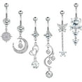 thumbnail image 1 of Beyarina 14G Dangle Belly Button Navel Rings, Steel, 6 Pcs, 1 of 7