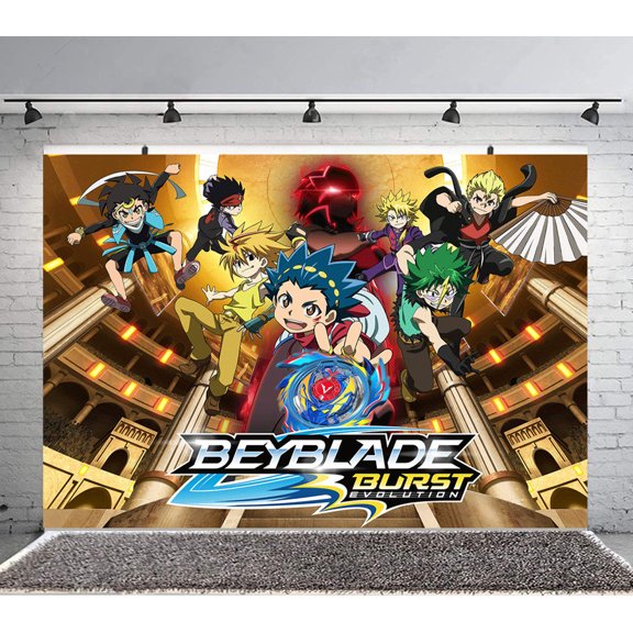 Beyblade Backdrop Burst Banner Party Supplies Poster Movie Theme Background for Photography Kids Birthday Decorations