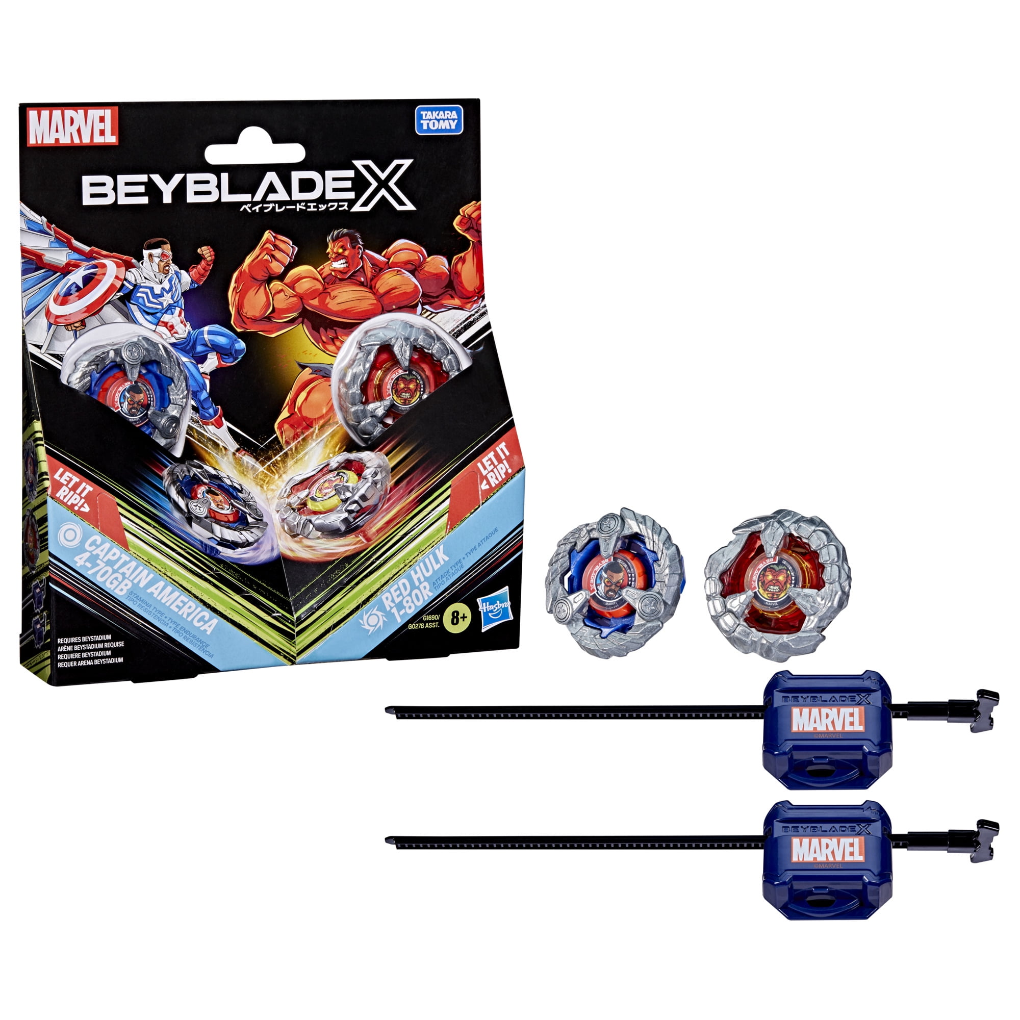 Beyblade X and Marvel Collab, Captain America 4-70GB vs. Red Hulk