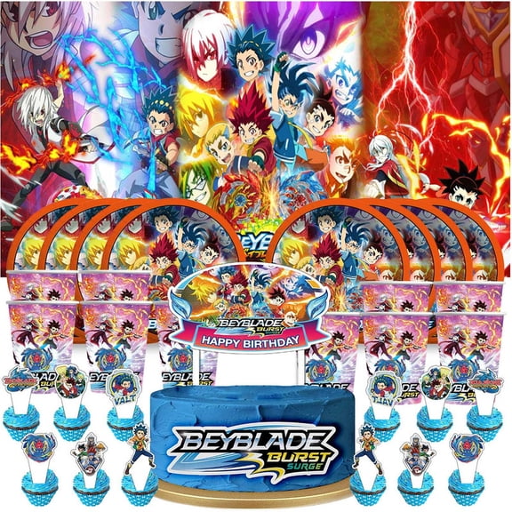 Beyblade Birthday Cups Party Supplies Decor Backdrop Plates Fans Decorations Banner